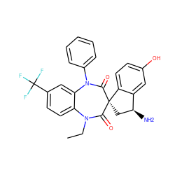 CCN1C(=O)[C@@]2(C[C@H](N)c3cc(O)ccc32)C(=O)N(c2ccccc2)c2cc(C(F)(F)F)ccc21 ZINC000096929195