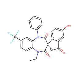 CCN1C(=O)[C@@]2(CC(=O)c3cc(O)ccc32)C(=O)N(c2ccccc2)c2cc(C(F)(F)F)ccc21 ZINC000096929189