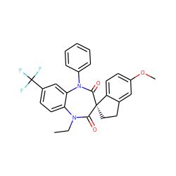 CCN1C(=O)[C@@]2(CCc3cc(OC)ccc32)C(=O)N(c2ccccc2)c2cc(C(F)(F)F)ccc21 ZINC000096929183