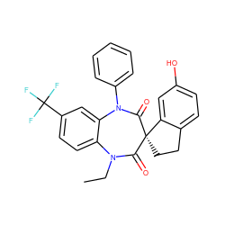 CCN1C(=O)[C@@]2(CCc3ccc(O)cc32)C(=O)N(c2ccccc2)c2cc(C(F)(F)F)ccc21 ZINC000096929181