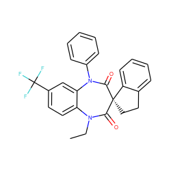 CCN1C(=O)[C@@]2(CCc3ccccc32)C(=O)N(c2ccccc2)c2cc(C(F)(F)F)ccc21 ZINC000096928720