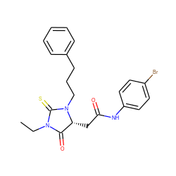 CCN1C(=O)[C@@H](CC(=O)Nc2ccc(Br)cc2)N(CCCc2ccccc2)C1=S ZINC000001185341