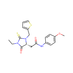 CCN1C(=O)[C@@H](CC(=O)Nc2ccc(OC)cc2)N(Cc2cccs2)C1=S ZINC000001087517