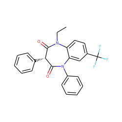 CCN1C(=O)[C@@H](c2ccccc2)C(=O)N(c2ccccc2)c2cc(C(F)(F)F)ccc21 ZINC000096922306