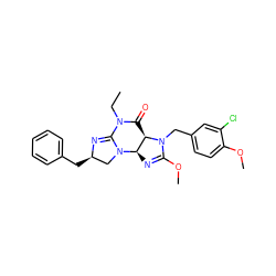 CCN1C(=O)[C@@H]2[C@@H](N=C(OC)N2Cc2ccc(OC)c(Cl)c2)N2C[C@@H](Cc3ccccc3)N=C12 ZINC000040940002