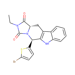 CCN1C(=O)[C@@H]2Cc3c([nH]c4ccccc34)[C@@H](c3ccc(Br)s3)N2C1=O ZINC000207647626