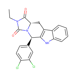 CCN1C(=O)[C@@H]2Cc3c([nH]c4ccccc34)[C@@H](c3ccc(Cl)c(Cl)c3)N2C1=O ZINC000066102576