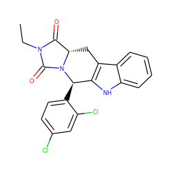 CCN1C(=O)[C@@H]2Cc3c([nH]c4ccccc34)[C@@H](c3ccc(Cl)cc3Cl)N2C1=O ZINC000066112066