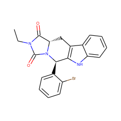 CCN1C(=O)[C@@H]2Cc3c([nH]c4ccccc34)[C@@H](c3ccccc3Br)N2C1=O ZINC000049792576