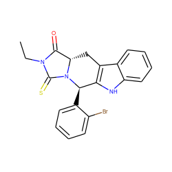 CCN1C(=O)[C@@H]2Cc3c([nH]c4ccccc34)[C@@H](c3ccccc3Br)N2C1=S ZINC000049088594