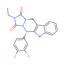 CCN1C(=O)[C@@H]2Cc3c([nH]c4ccccc34)[C@H](c3ccc(Cl)c(Cl)c3)N2C1=O ZINC000066165898