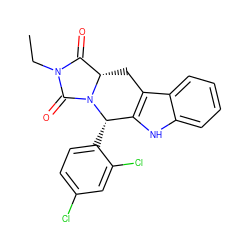 CCN1C(=O)[C@@H]2Cc3c([nH]c4ccccc34)[C@H](c3ccc(Cl)cc3Cl)N2C1=O ZINC000066103813