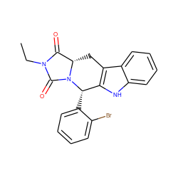 CCN1C(=O)[C@@H]2Cc3c([nH]c4ccccc34)[C@H](c3ccccc3Br)N2C1=O ZINC000049115152