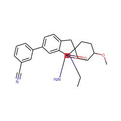 CCN1C(=O)[C@]2(N=C1N)c1cc(-c3cccc(C#N)c3)ccc1CC21CCC(OC)CC1 ZINC000201234323