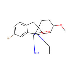 CCN1C(=O)[C@]2(N=C1N)c1cc(Br)ccc1CC21CCC(OC)CC1 ZINC000140726032