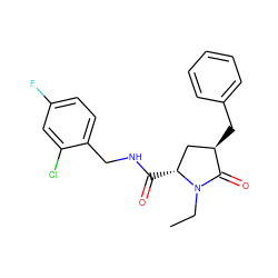 CCN1C(=O)[C@H](Cc2ccccc2)C[C@H]1C(=O)NCc1ccc(F)cc1Cl ZINC000095565451