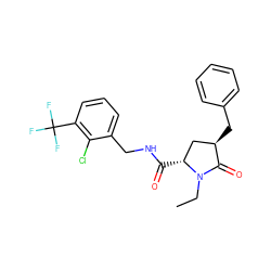 CCN1C(=O)[C@H](Cc2ccccc2)C[C@H]1C(=O)NCc1cccc(C(F)(F)F)c1Cl ZINC000095565436