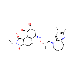 CCN1C(=O)[C@H]2CC[C@H]3/C(=N\O[C@@H](C)CN4CCCCc5nc(C)c(C)cc54)C[C@@H](O)[C@@H](O)[C@@H]3[C@@H]2C1=O ZINC000102470546