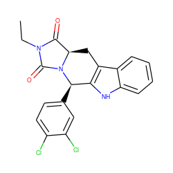 CCN1C(=O)[C@H]2Cc3c([nH]c4ccccc34)[C@@H](c3ccc(Cl)c(Cl)c3)N2C1=O ZINC000066112067