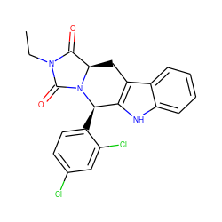 CCN1C(=O)[C@H]2Cc3c([nH]c4ccccc34)[C@@H](c3ccc(Cl)cc3Cl)N2C1=O ZINC000066102127