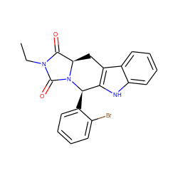 CCN1C(=O)[C@H]2Cc3c([nH]c4ccccc34)[C@@H](c3ccccc3Br)N2C1=O ZINC000049088091