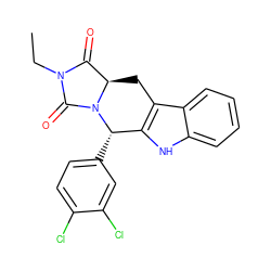 CCN1C(=O)[C@H]2Cc3c([nH]c4ccccc34)[C@H](c3ccc(Cl)c(Cl)c3)N2C1=O ZINC000066112068