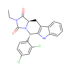 CCN1C(=O)[C@H]2Cc3c([nH]c4ccccc34)[C@H](c3ccc(Cl)cc3Cl)N2C1=O ZINC000066102130