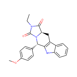 CCN1C(=O)[C@H]2Cc3c([nH]c4ccccc34)[C@H](c3ccc(OC)cc3)N2C1=O ZINC000013527960