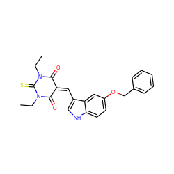 CCN1C(=O)C(=Cc2c[nH]c3ccc(OCc4ccccc4)cc23)C(=O)N(CC)C1=S ZINC000013487542