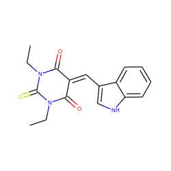 CCN1C(=O)C(=Cc2c[nH]c3ccccc23)C(=O)N(CC)C1=S ZINC000008202971