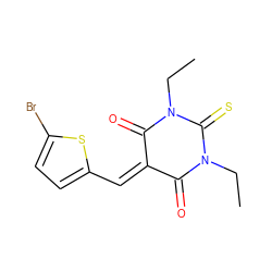 CCN1C(=O)C(=Cc2ccc(Br)s2)C(=O)N(CC)C1=S ZINC000013487545