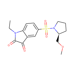 CCN1C(=O)C(=O)c2cc(S(=O)(=O)N3CCC[C@H]3COC)ccc21 ZINC000040955142