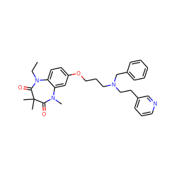 CCN1C(=O)C(C)(C)C(=O)N(C)c2cc(OCCCN(CCc3cccnc3)Cc3ccccc3)ccc21 ZINC000139556879