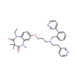 CCN1C(=O)C(C)(C)C(=O)N(C)c2cc(OCCCN(CCc3cccnc3)Cc3ccccc3-c3cccnc3)ccc21 ZINC000139568404