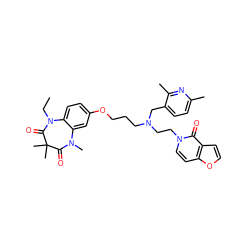 CCN1C(=O)C(C)(C)C(=O)N(C)c2cc(OCCCN(CCn3ccc4occc4c3=O)Cc3ccc(C)nc3C)ccc21 ZINC000139601915