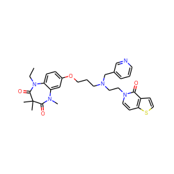 CCN1C(=O)C(C)(C)C(=O)N(C)c2cc(OCCCN(CCn3ccc4sccc4c3=O)Cc3cccnc3)ccc21 ZINC000139580967