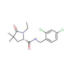 CCN1C(=O)C(C)(C)C[C@H]1C(=O)NCc1ccc(Cl)cc1Cl ZINC000095565562