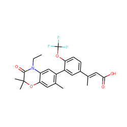 CCN1C(=O)C(C)(C)Oc2cc(C)c(-c3cc(/C(C)=C/C(=O)O)ccc3OC(F)(F)F)cc21 ZINC000028952640