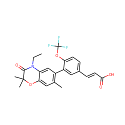 CCN1C(=O)C(C)(C)Oc2cc(C)c(-c3cc(/C=C/C(=O)O)ccc3OC(F)(F)F)cc21 ZINC000028952504