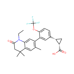 CCN1C(=O)CC(C)(C)c2cc(C)c(-c3cc([C@@H]4C[C@@H]4C(=O)O)ccc3OC(F)(F)F)cc21 ZINC000028952170