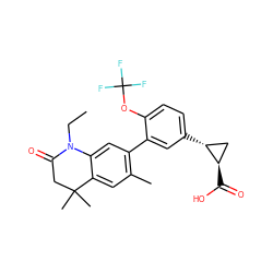 CCN1C(=O)CC(C)(C)c2cc(C)c(-c3cc([C@@H]4C[C@H]4C(=O)O)ccc3OC(F)(F)F)cc21 ZINC000028952173