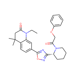 CCN1C(=O)CC(C)(C)c2ccc(-c3nc([C@H]4CCCCN4C(=O)COc4ccccc4)no3)cc21 ZINC000299859289