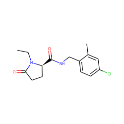 CCN1C(=O)CC[C@@H]1C(=O)NCc1ccc(Cl)cc1C ZINC000095565576