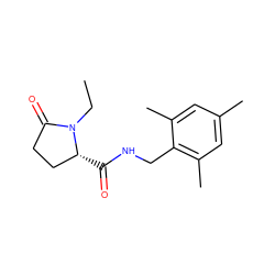 CCN1C(=O)CC[C@H]1C(=O)NCc1c(C)cc(C)cc1C ZINC000095566100