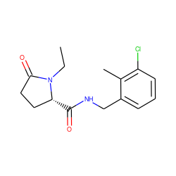 CCN1C(=O)CC[C@H]1C(=O)NCc1cccc(Cl)c1C ZINC000095565348