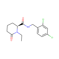 CCN1C(=O)CCC[C@H]1C(=O)NCc1ccc(Cl)cc1Cl ZINC000043199831