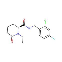 CCN1C(=O)CCC[C@H]1C(=O)NCc1ccc(F)cc1Cl ZINC000058591929