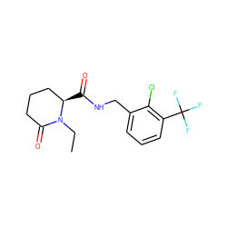 CCN1C(=O)CCC[C@H]1C(=O)NCc1cccc(C(F)(F)F)c1Cl ZINC000043199833