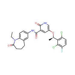 CCN1C(=O)CCCc2cc(NC(=O)c3cc(O[C@H](C)c4c(Cl)ccc(F)c4Cl)c[nH]c3=O)ccc21 ZINC000096258142