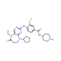 CCN1C(=O)CCN(C2CCCC2)c2nc(Nc3ccc(C(=O)NC4CCN(C)CC4)cc3OC)ncc21 ZINC000061958563